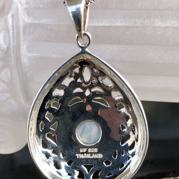 Addison Lane MOP and Marcasite Teardrop Pendant - Picture 5 of 7